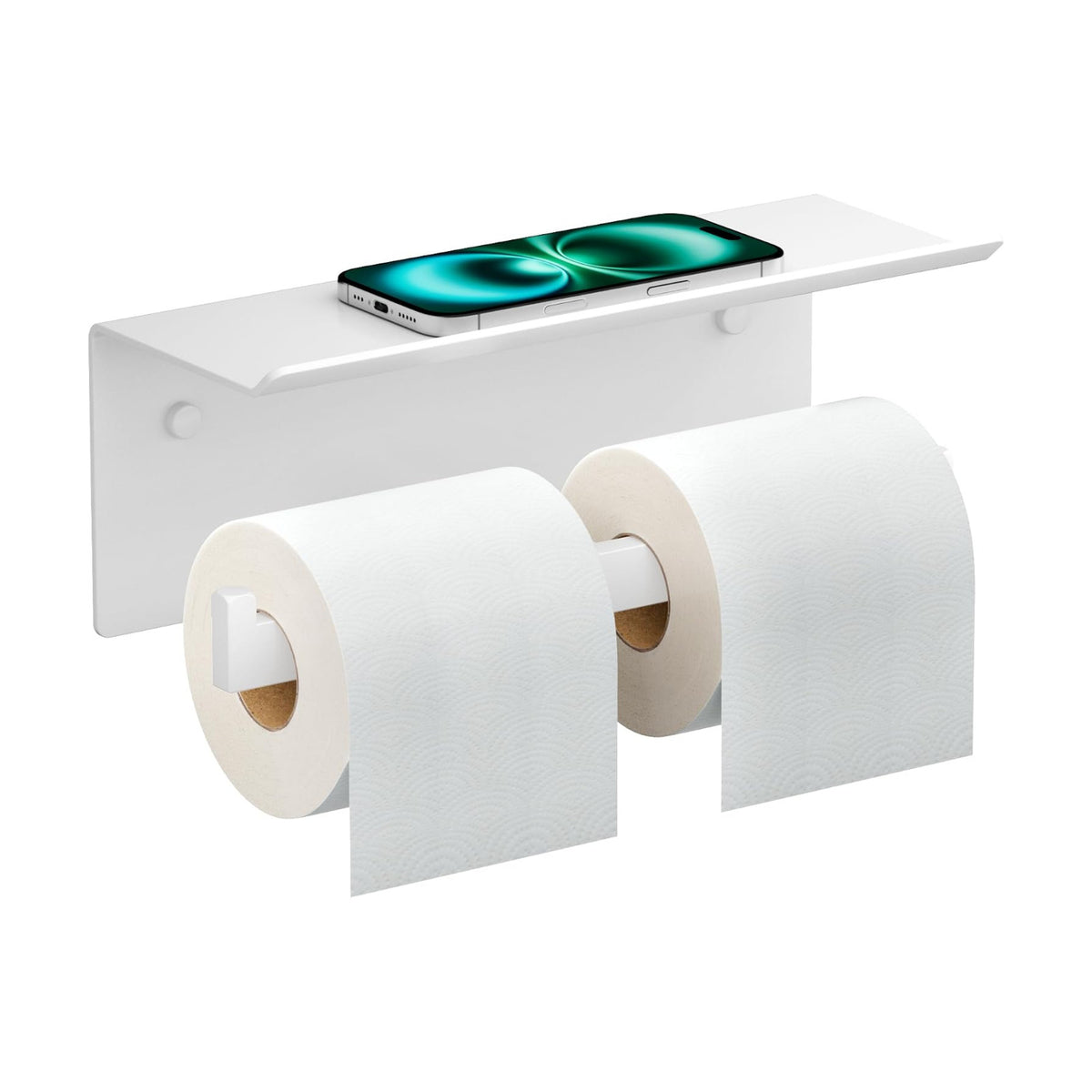 FORIOUS Toilet Paper Holder with Shelf, Commercial Toilet Paper Dispenser | White| SUS304 Stainless Steel Wall Mount