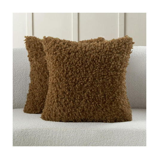 Decorative Throw Pillow Covers / Brown / 18 x 18 / Set of 2