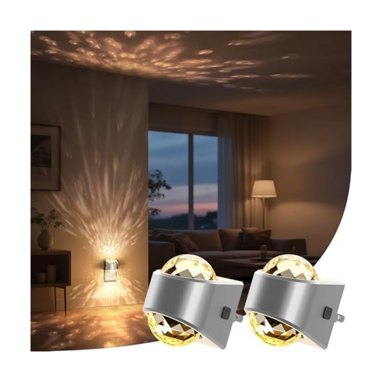 Briignite Night Light, Sliver Projector Night Lights Plug into Wall 2 Pack