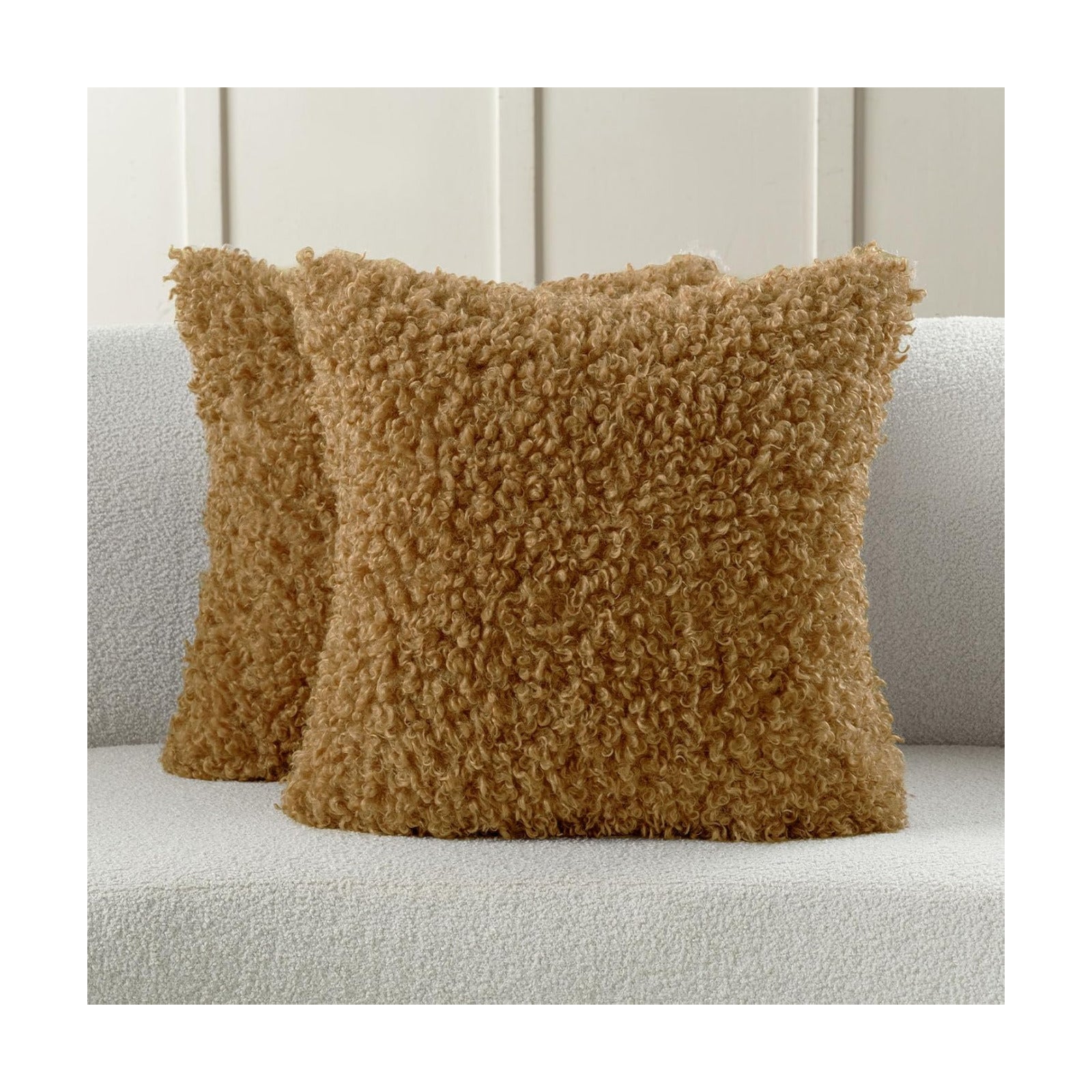 Decorative Throw Pillow Covers / Camel / 18 x 18 / Set of 2