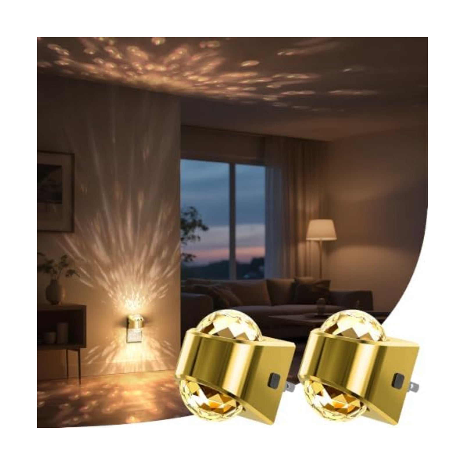 Briignite Night Light, Gold Night Lights Plug into Wall 2Pack LED Projector