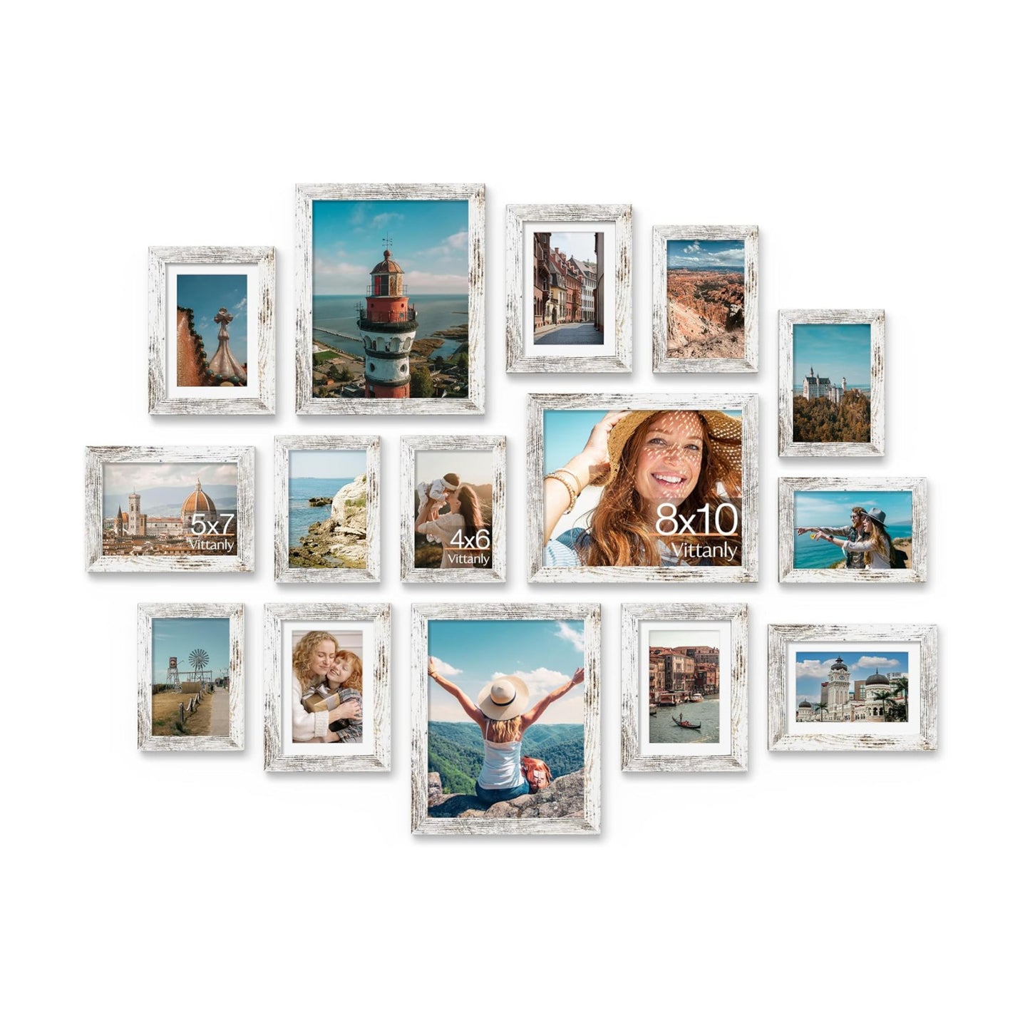 Vittanly 15 Pack Picture Frames Collage Wall Decor, Wall/Tabletop Display