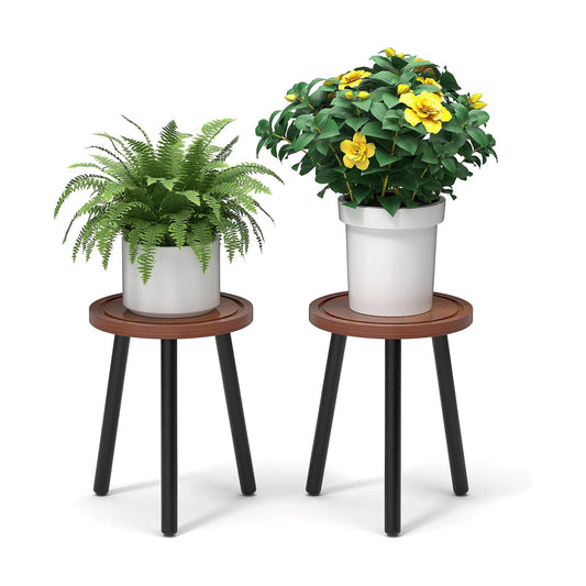 2-Pack Wood Plant Stands Indoor, 16.7" Tall Plant Stand Outdoor Mid-Century Plant Stool, Single Plant Table Modern