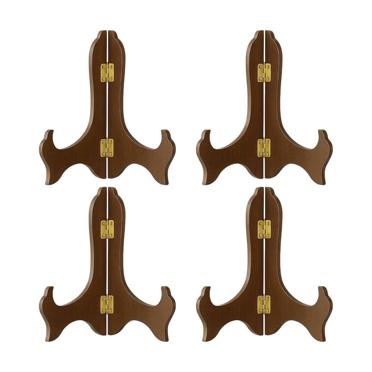 Tatuo 4 Packs Wooden Display Stand Plate Holder Easels, Brown, 7 Inch | Decorative Plate Stands, Sturdy Wooden, Display