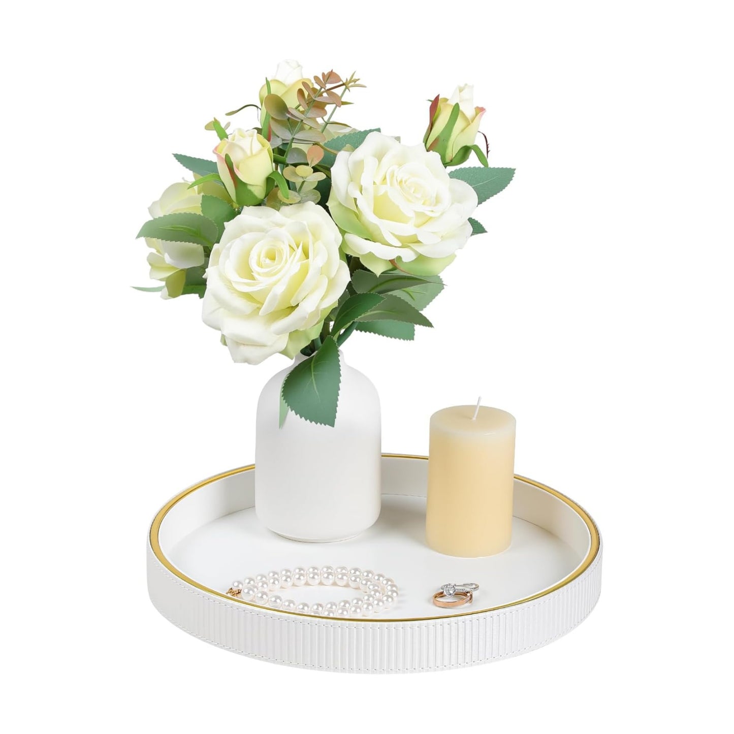 Round Decorative Tray / White