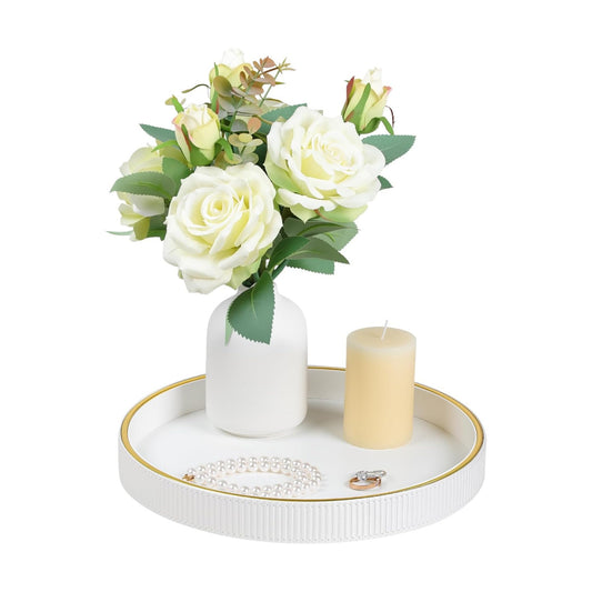 Round Decorative Tray / White