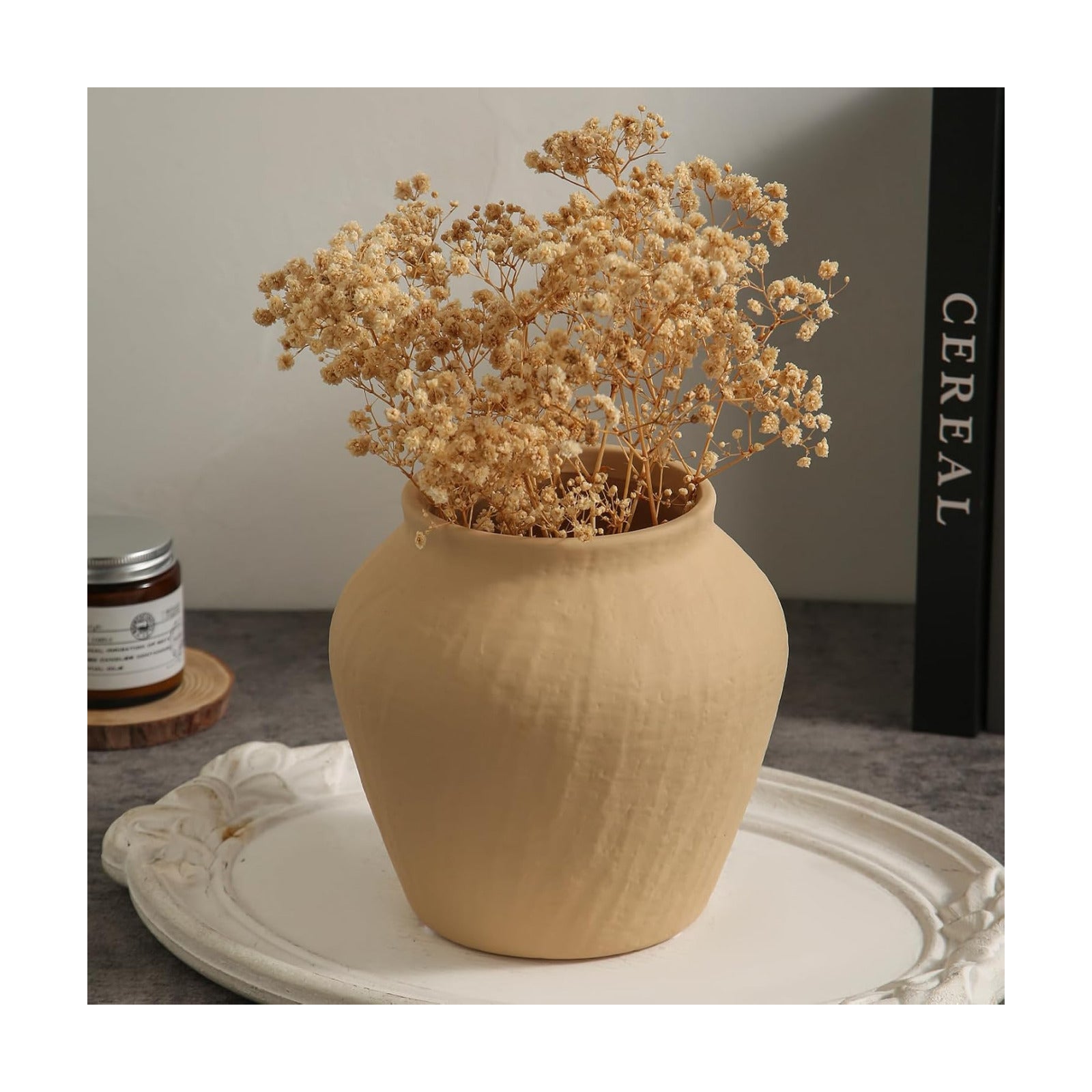 Farmhouse Ceramic Vase / Plain Yellow / 6.3 x 6.1