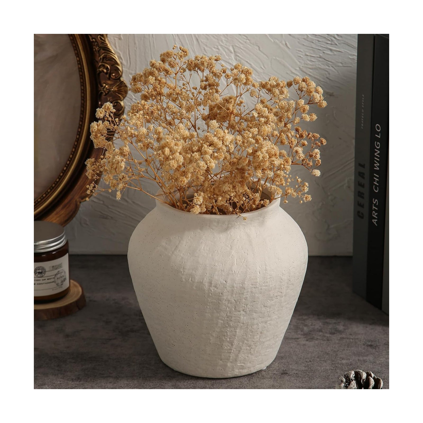 Farmhouse Ceramic Vase / Plain White / 6.3 x 6.1