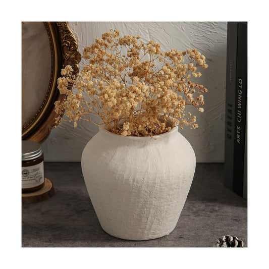 Farmhouse Ceramic Vase / Plain White / 6.3 x 6.1