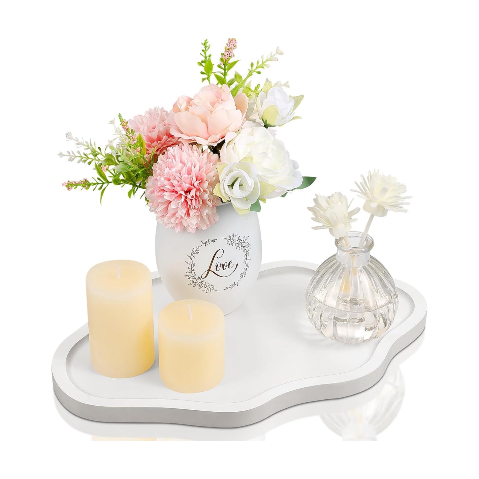 Cloud Wooden Jewelry Tray Trinket Dish / White