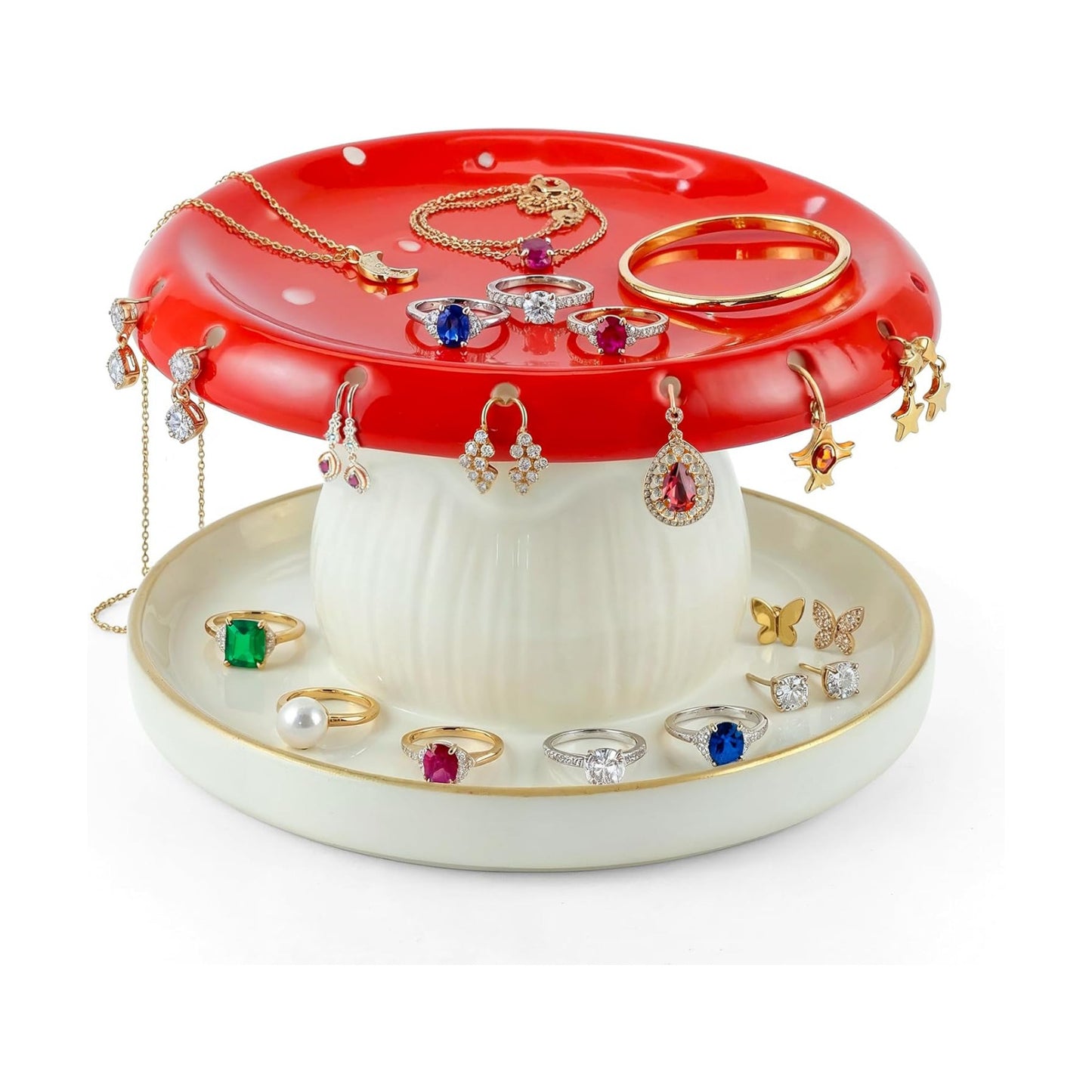 Handmade Ceramic Decorative Jewelry Tray Trinket Dish for Rings Earrings / Red