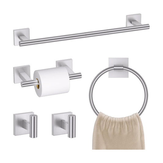 Brushed Nickel Bathroom Hardware Towel Bar Set, 5 Pieces Double Dase Toilet Paper Holder Towel Holder Set, 23.6 Inch