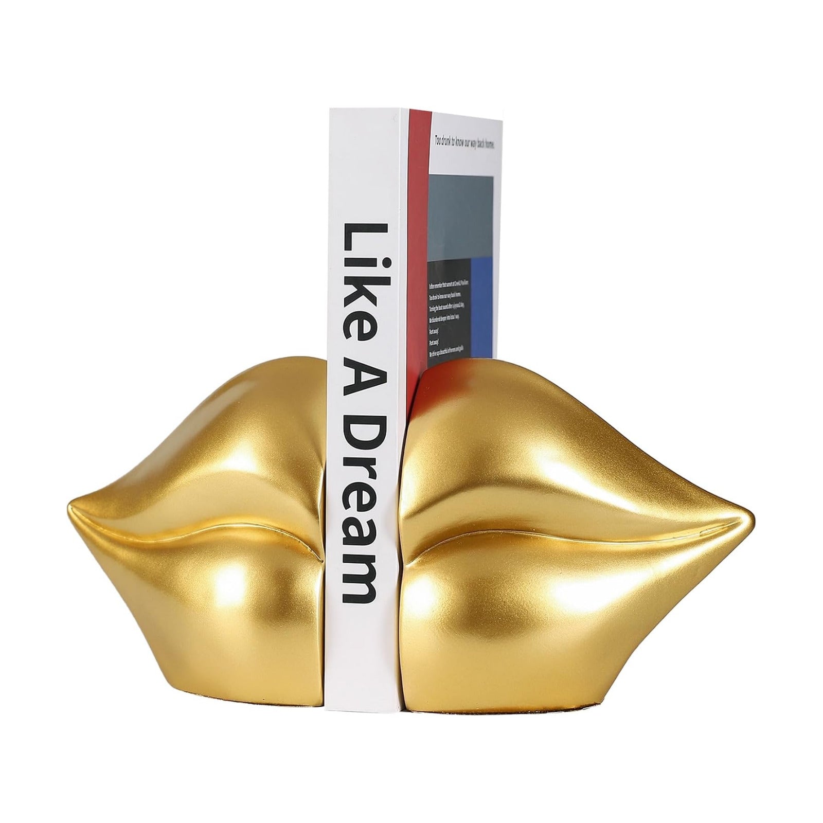Decorated Bookends / Heavy Decorative Book Stoppers / Gold Lips / 10.2 x 5.5 x 3.2 / Set of 2