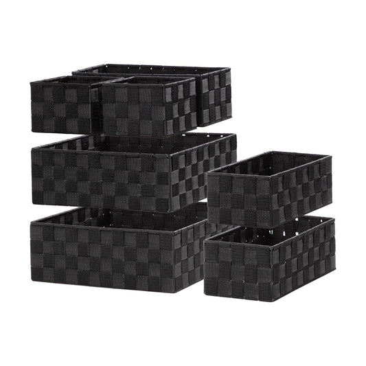 Small Baskets for Organizing Woven Storage / Black / Set of 7