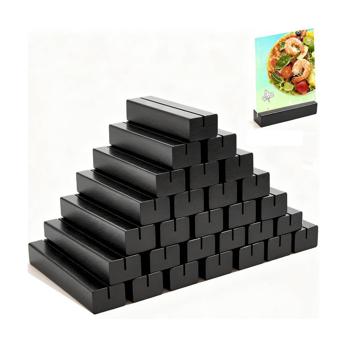 Black Wooden Place Card Holders 30Pcs, A6 Wood Menu Photo Holders | Black Wooden Place Card Holders 30Pcs, A6 Wood Menu