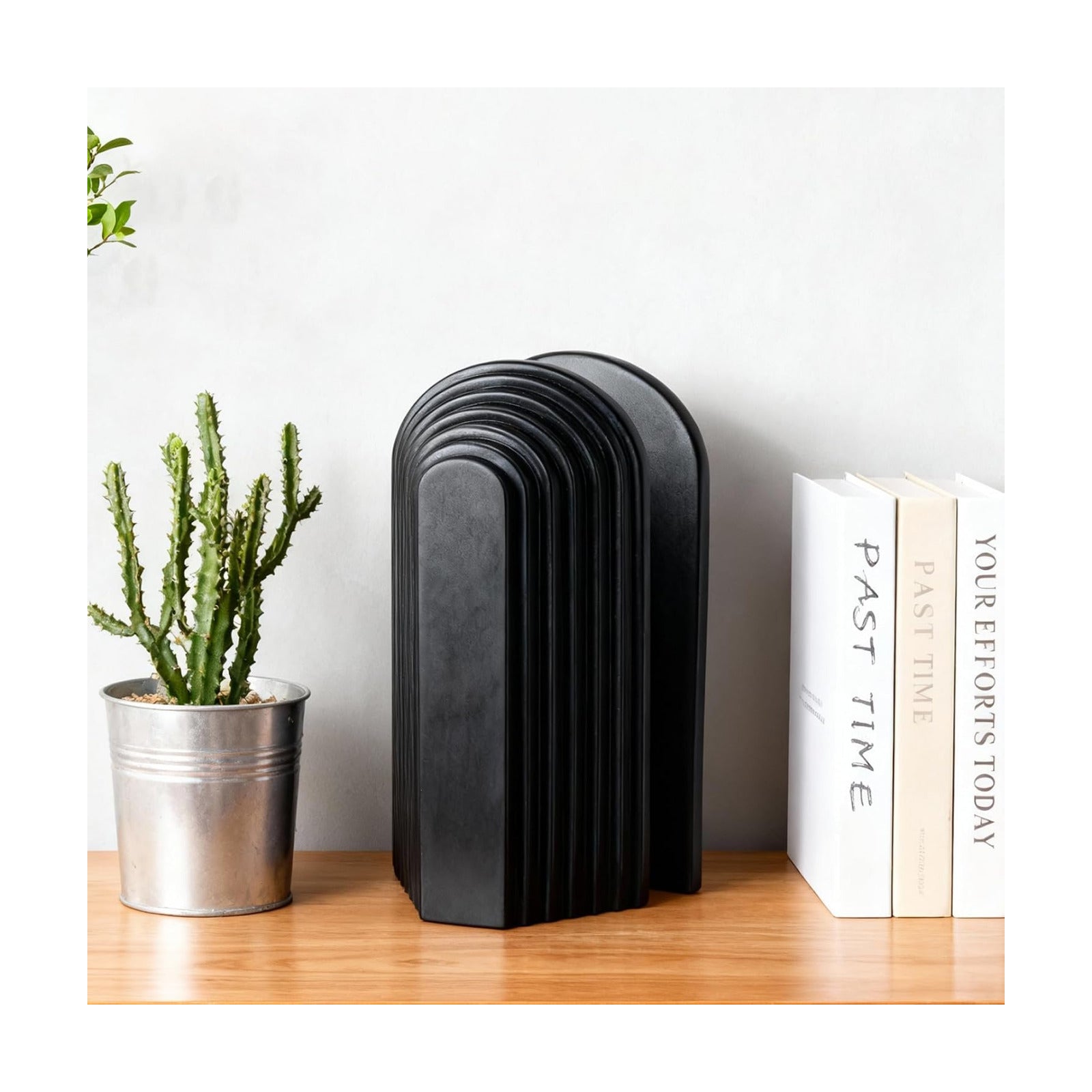 Modern Matte Decorative Book Ends / Black