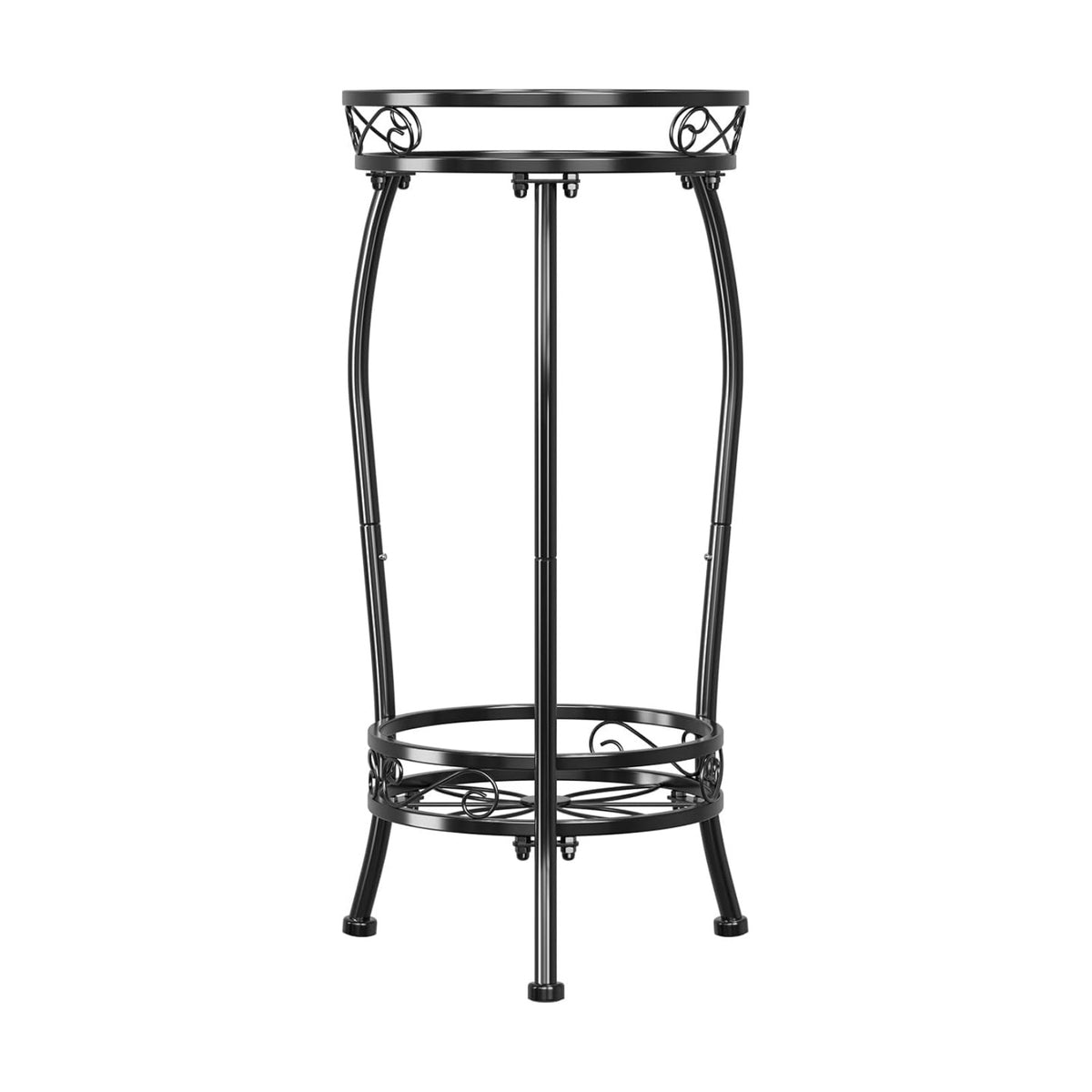 Simple Trending Plant Stand Indoor Outdoor, Tall Round Plant Shelf, 2 Tiers Metal Flower Pot Holder Stand Heavy Duty