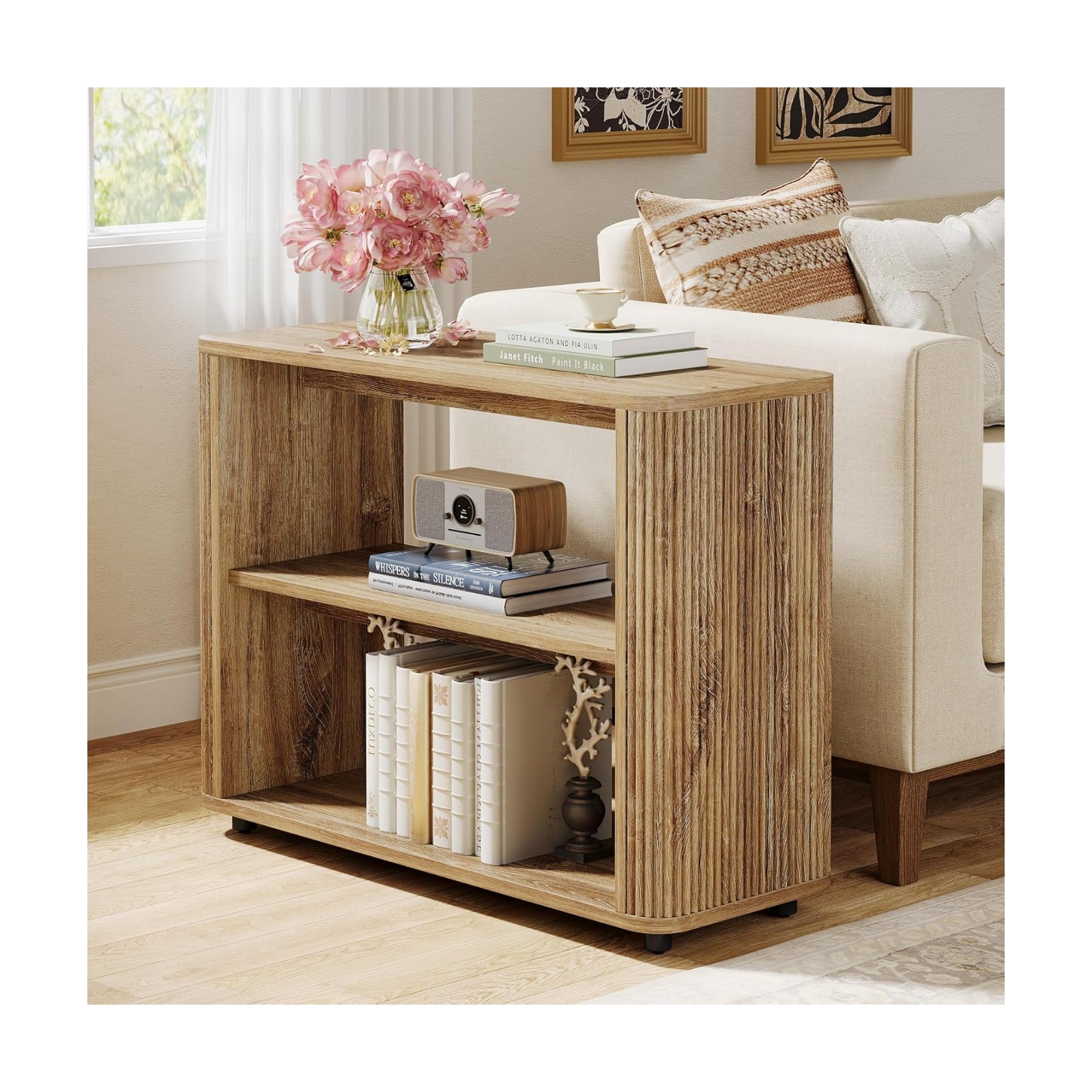 Storage Shelves / 3-Tier End Table / Natural