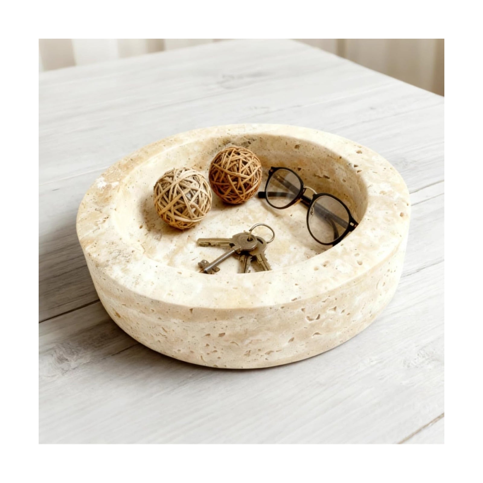 Modern Marble Key Bowl / Natural / 7.87 x 2.16