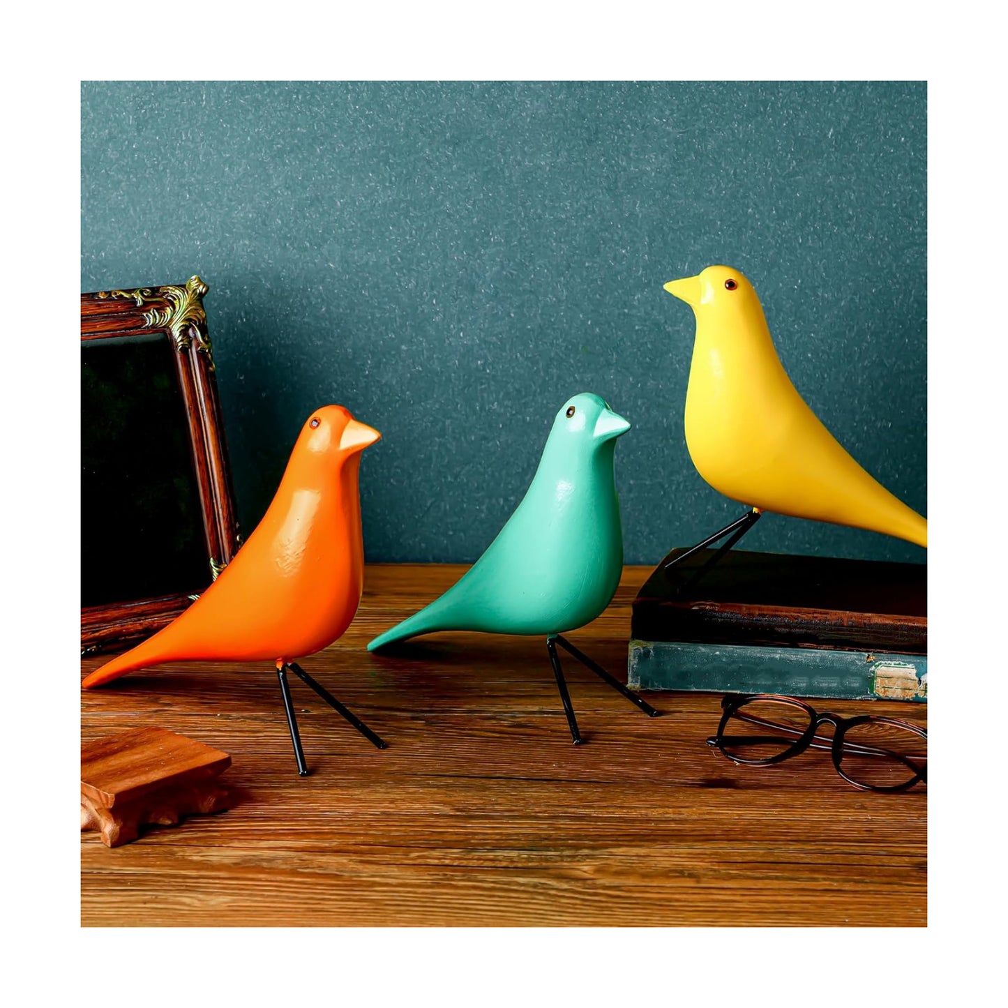 Mid Century Modern Decor Medieval Table Decor Large Ceramic Birds / Old School / Orange / Set of 3