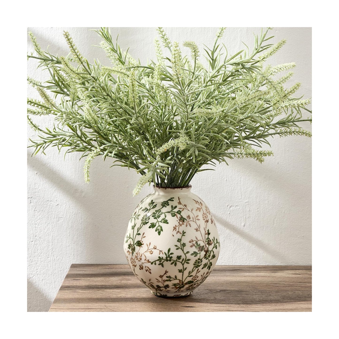 Rustic Ceramic Vase / Beige and Green- 5.83 / 5.83 Inch