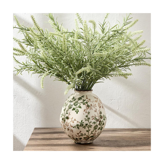 Rustic Ceramic Vase / Beige and Green- 5.83 / 5.83 Inch