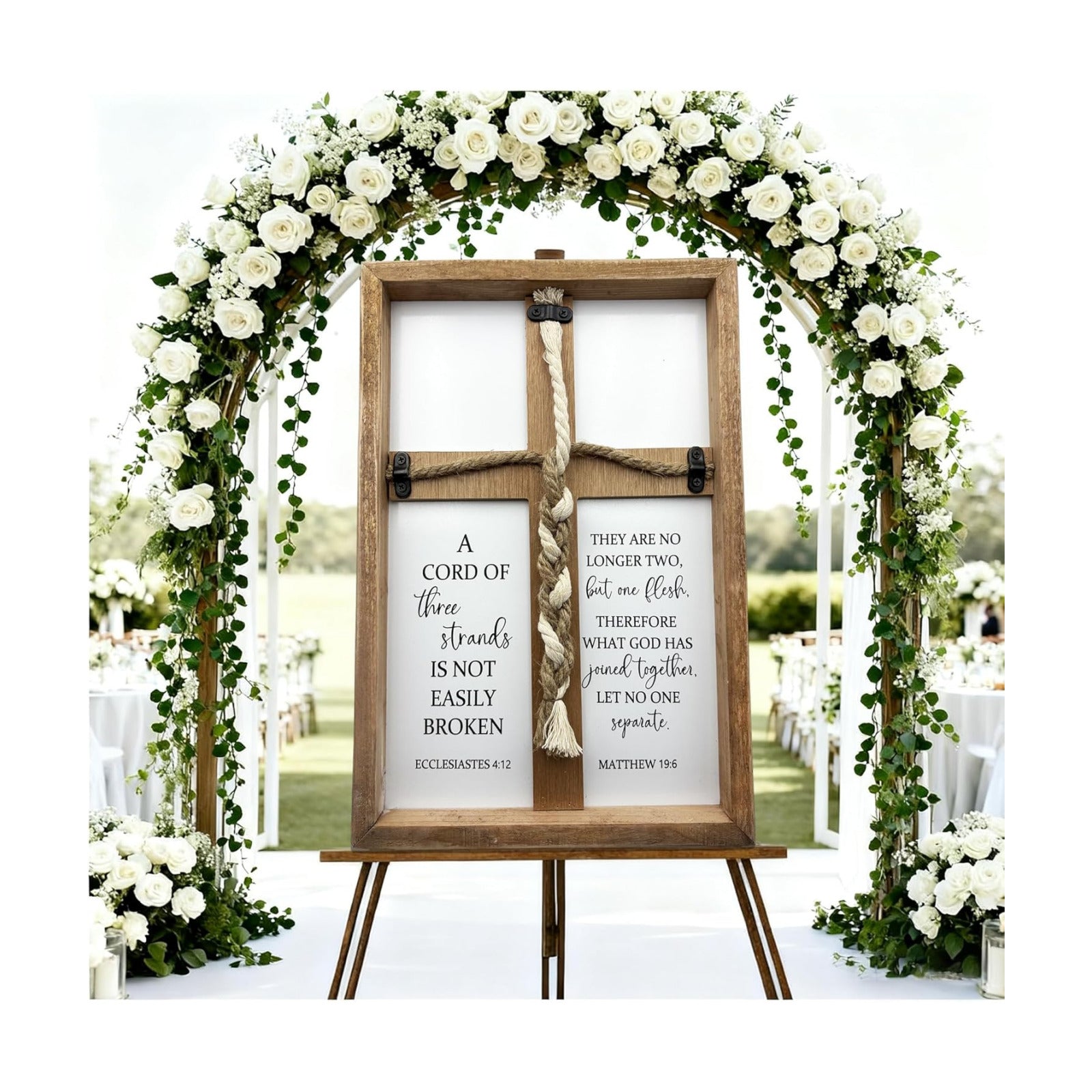 A Cord of Three Strands Wedding Sign Tie God's Knot Three Strands Braid Wall Decor / Routine-brown