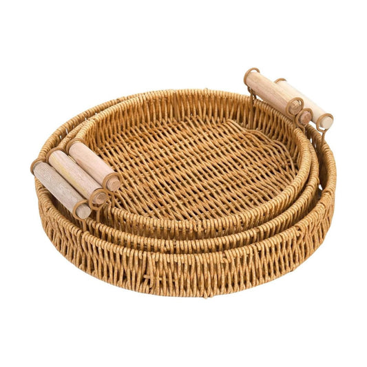 Imitation Rattan Tray / Round / Set of 3