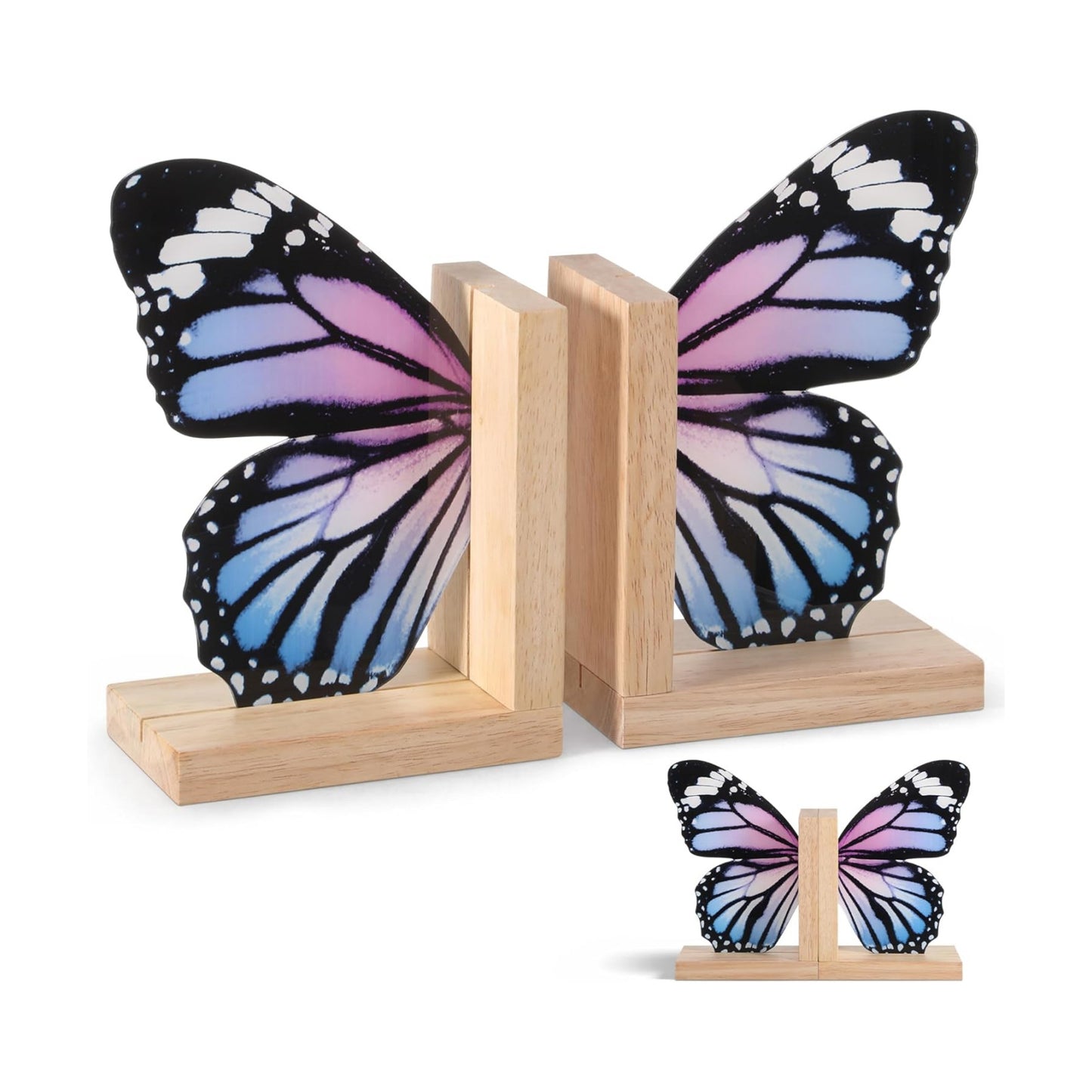 Decorative Butterfly Bookends Wooden Acrylic Butterflys Bookend / Pale Blue Swallowtail Butterfly