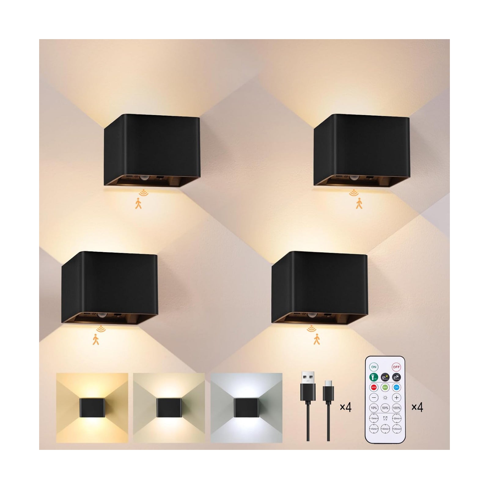 Yochoice Rechargeable Motion Sensor Wall Light, Battery Powered Wall Sconce | Touch&Remote Control, Magnetic