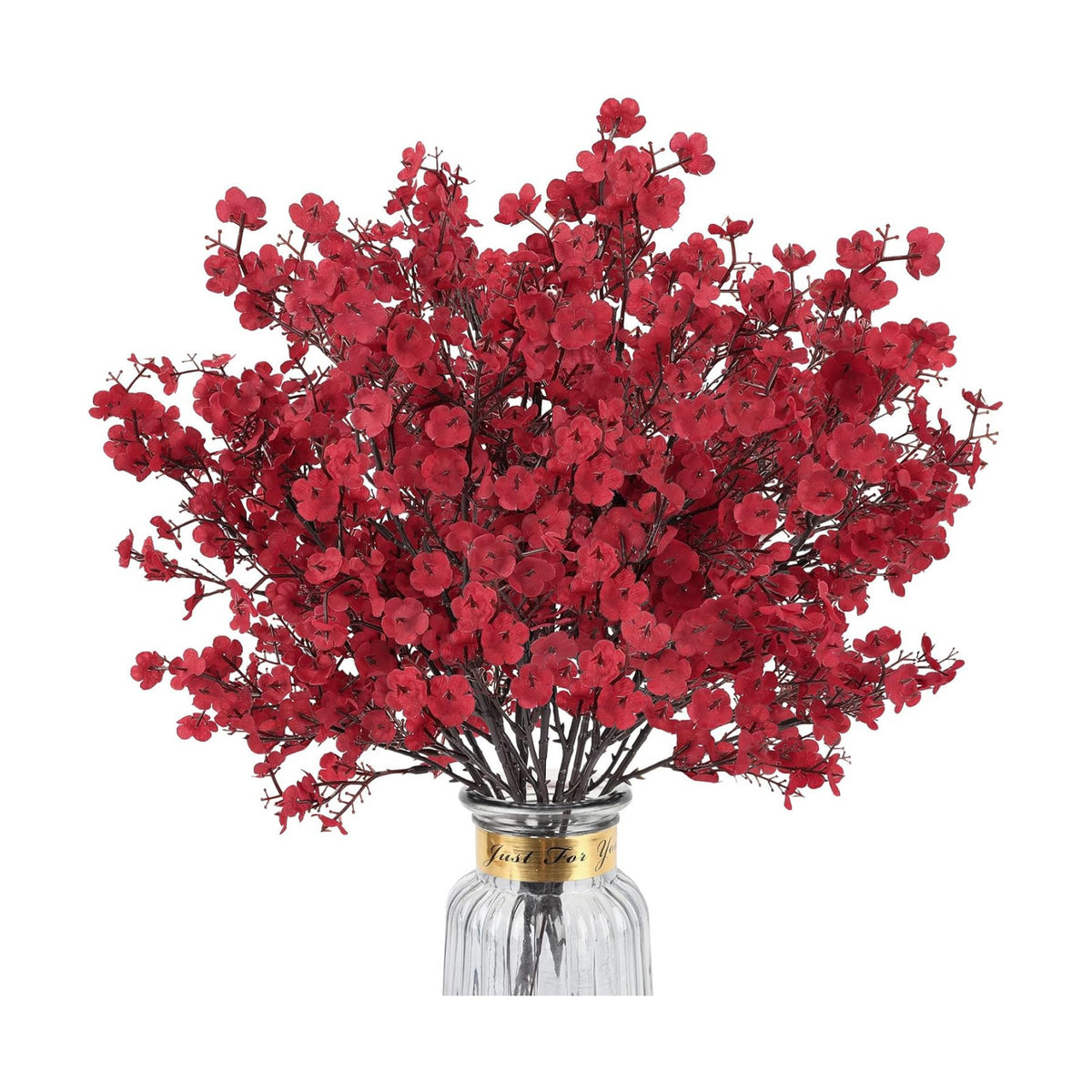 8Pcs Artificial Baby Breath Flowers Real Touch Fake Flowers Decorations,Red