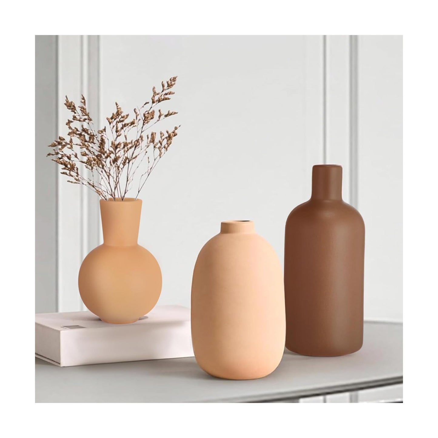 Ceramic Vases for Pampas Grass Modern Terracotta Vase / Brown / Set of 3