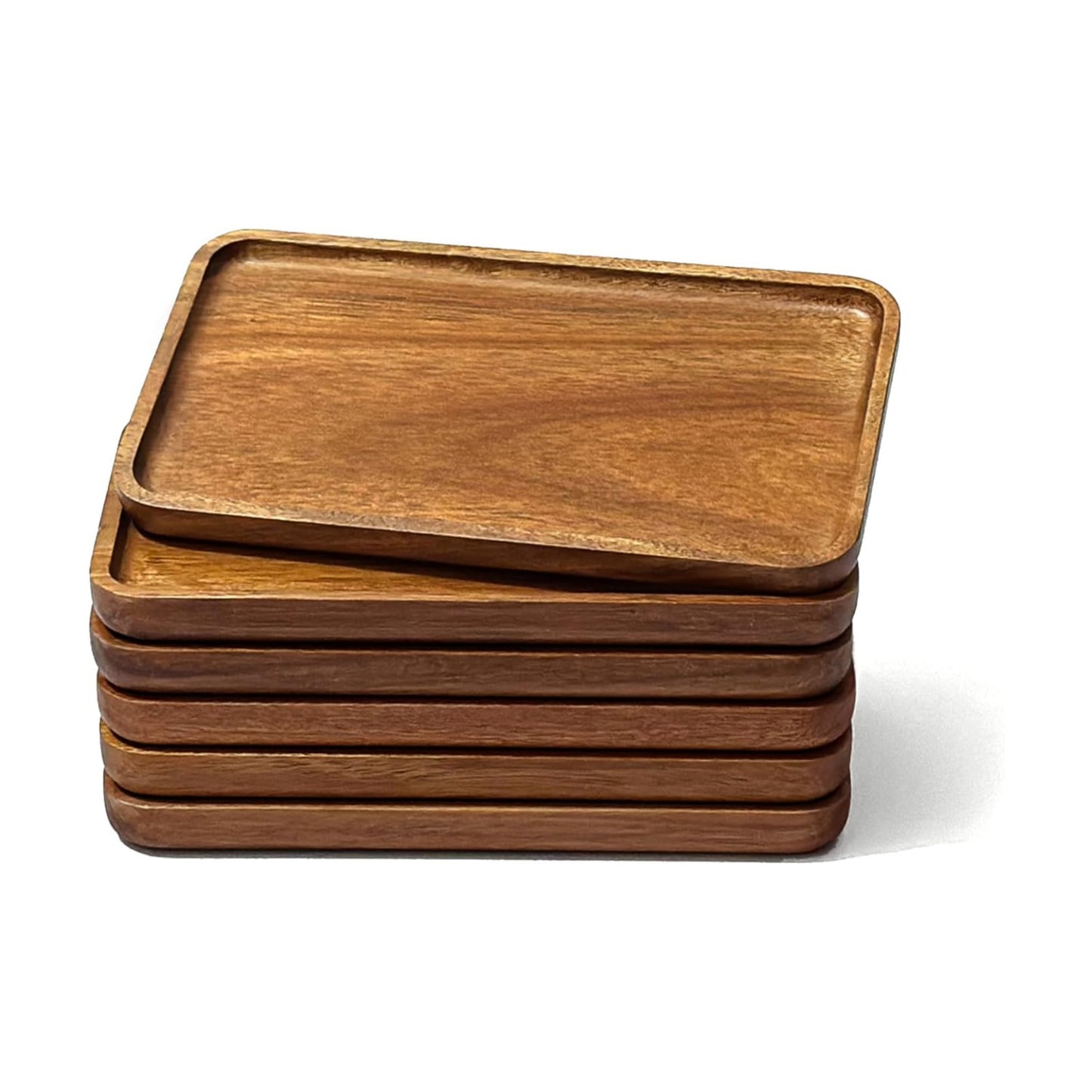 Small Wooden Tray Rectangular / Rectangular x 6 / 7.5 x 4.1 x 0.6 / Set of 6