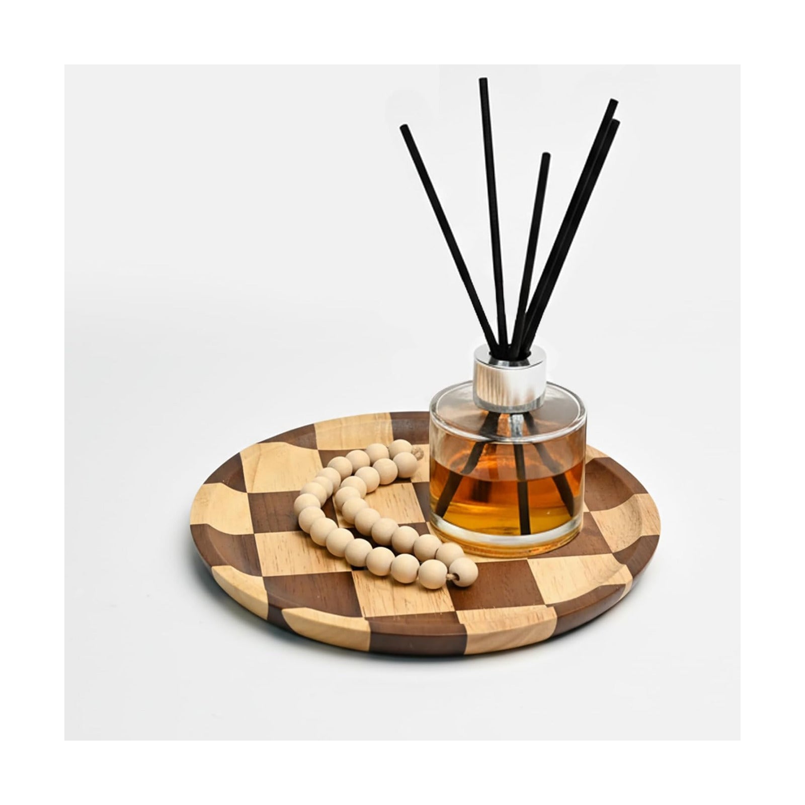 Round Wooden Serving Trays Decorative Candle Plate Holder / 8 Inch / Set of 8