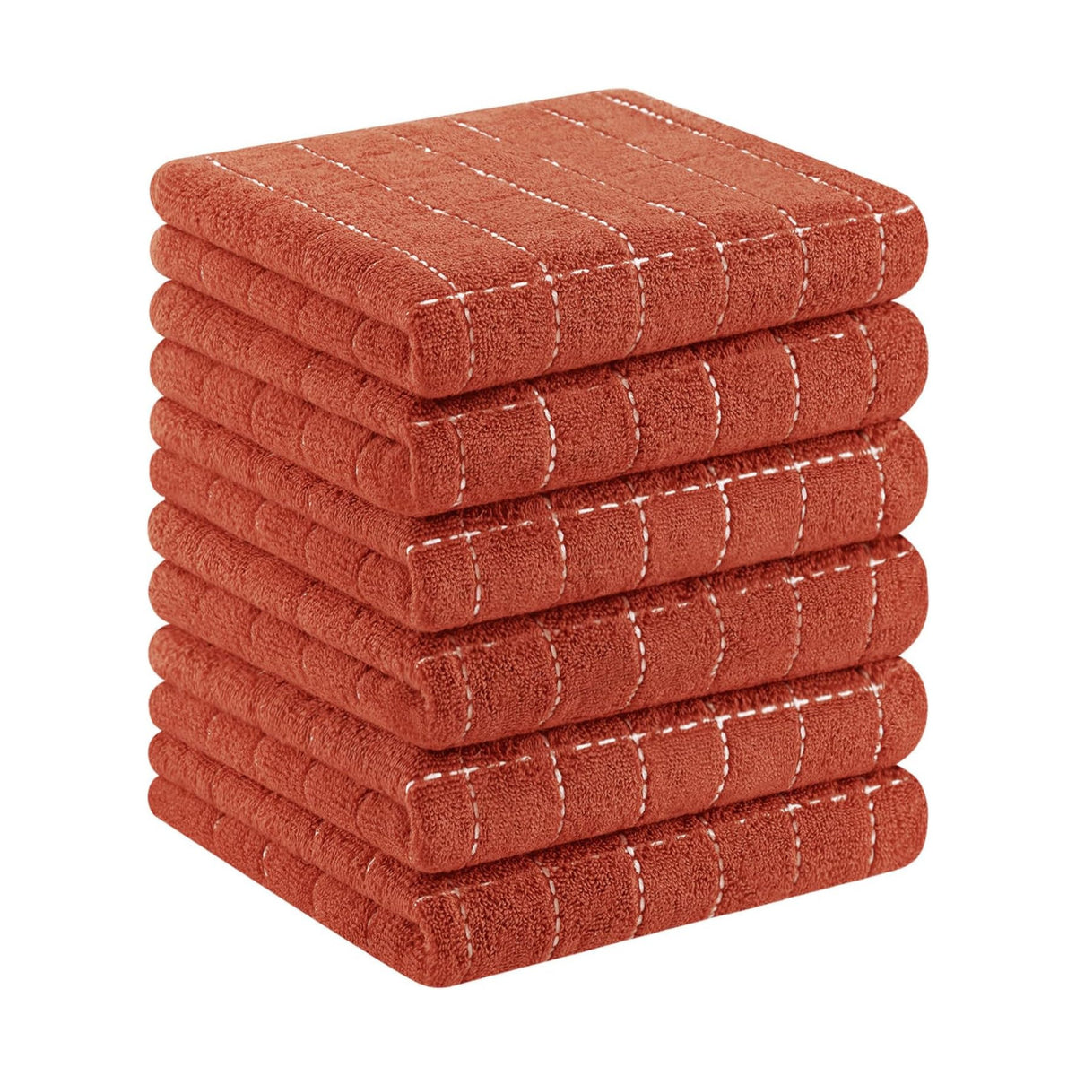 Homaxy 100% Cotton Terry Kitchen Towels, 6 Pack, Rust | Ultra Soft and Absorbent Dish Towels for Kitchen, Suitable for