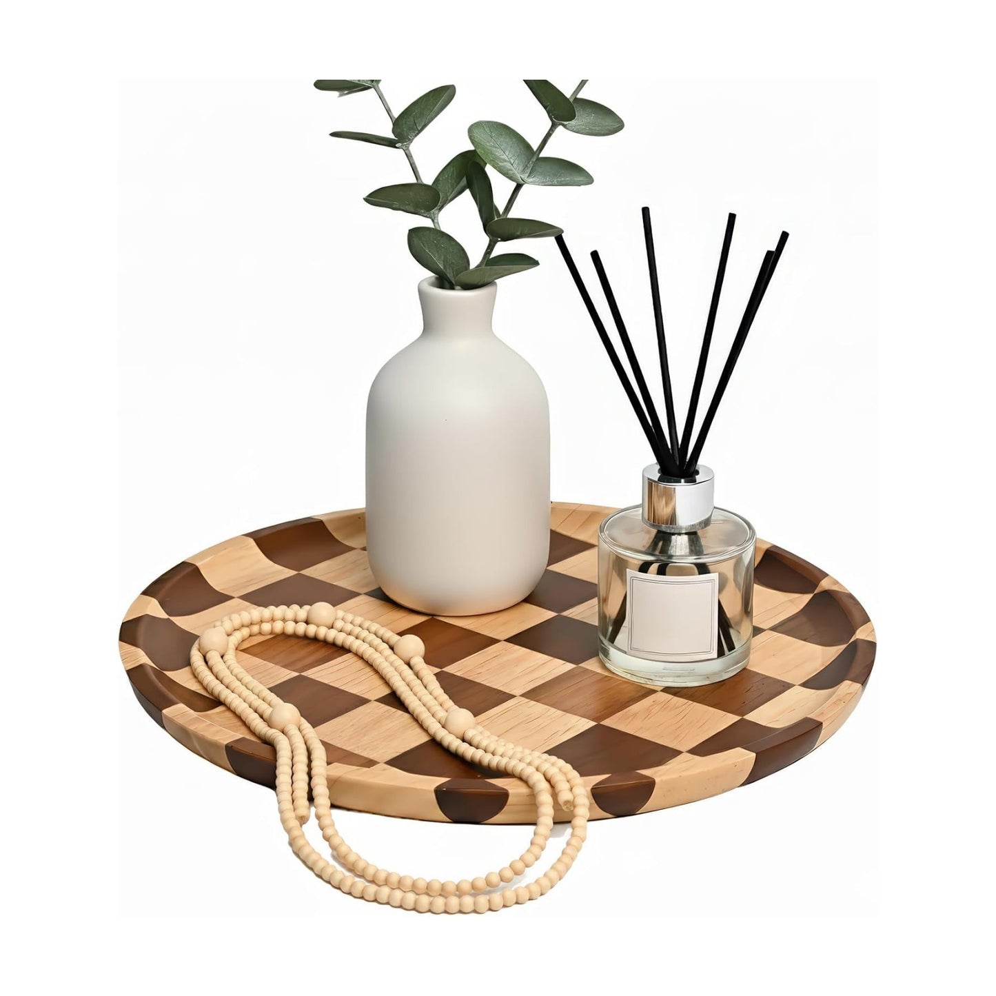 Round Wooden Serving Trays Decorative Candle Plate Holder / 11 Inch / Set of 11