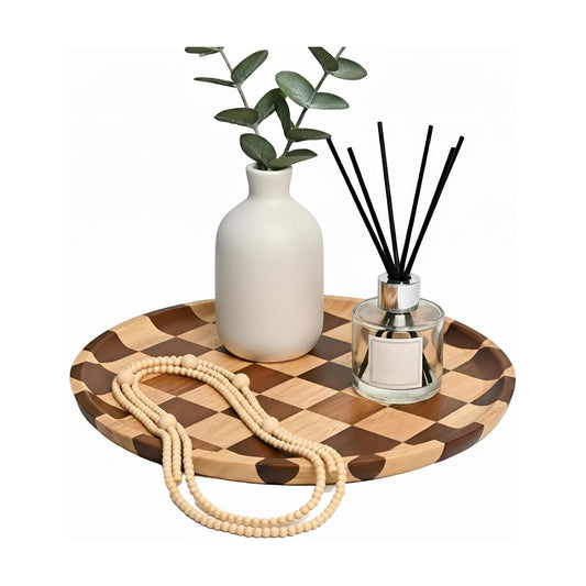 Round Wooden Serving Trays Decorative Candle Plate Holder / 11 Inch / Set of 11