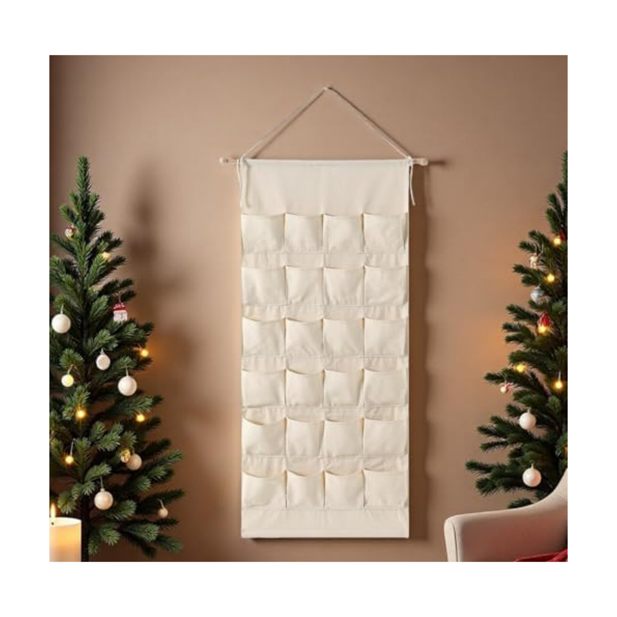 Reusable Christmas Advent Calendar with Pockets Door Wall Hanging