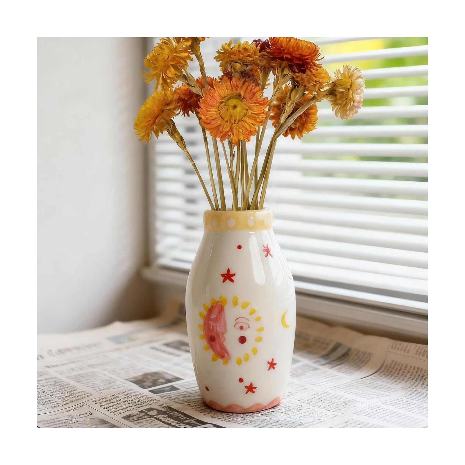 Boho Small Ceramic Bud Vase / Bohemian Vase / Cream