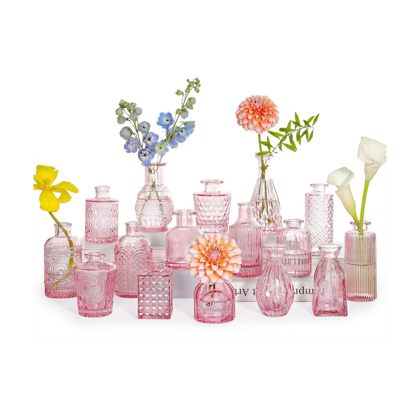Glass Bud Vase / Pink / Set of 16