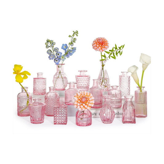 Glass Bud Vase / Pink / Set of 16
