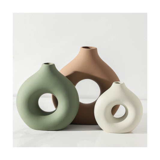 Ceramic Vase Home Table Decor / Brown / Set of 3