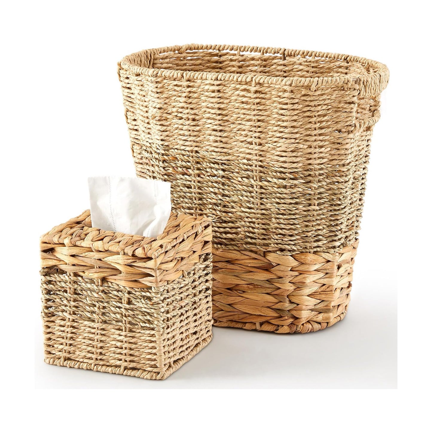 Handles and Rattan Square Tissue Box Cover Boho
