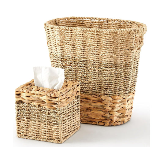 Handles and Rattan Square Tissue Box Cover Boho