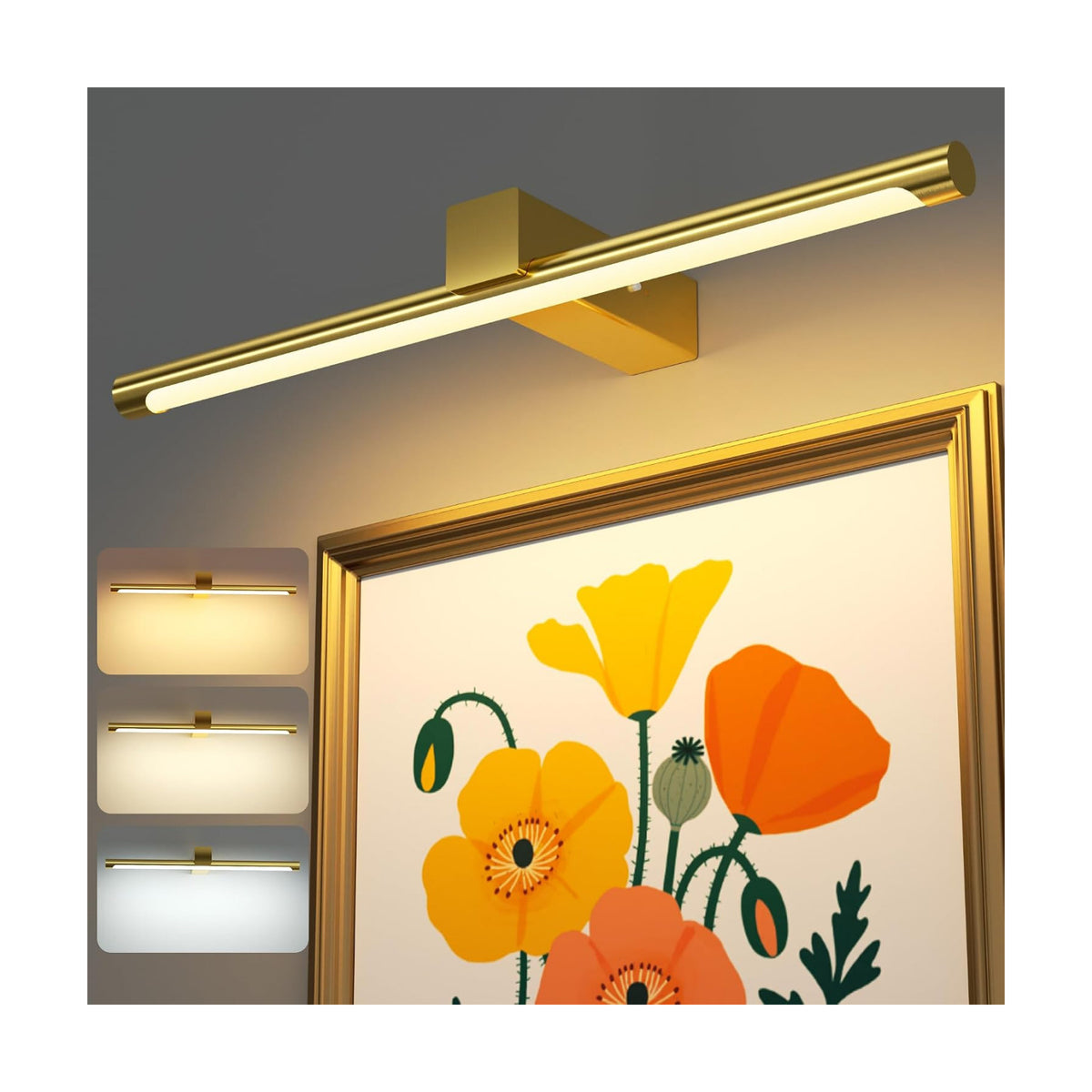VOLISUN 15.7'' Picture Lights for Wall, 4000mAh Rechargable Picture Light Battery Operated, 3 Color Temperatures &