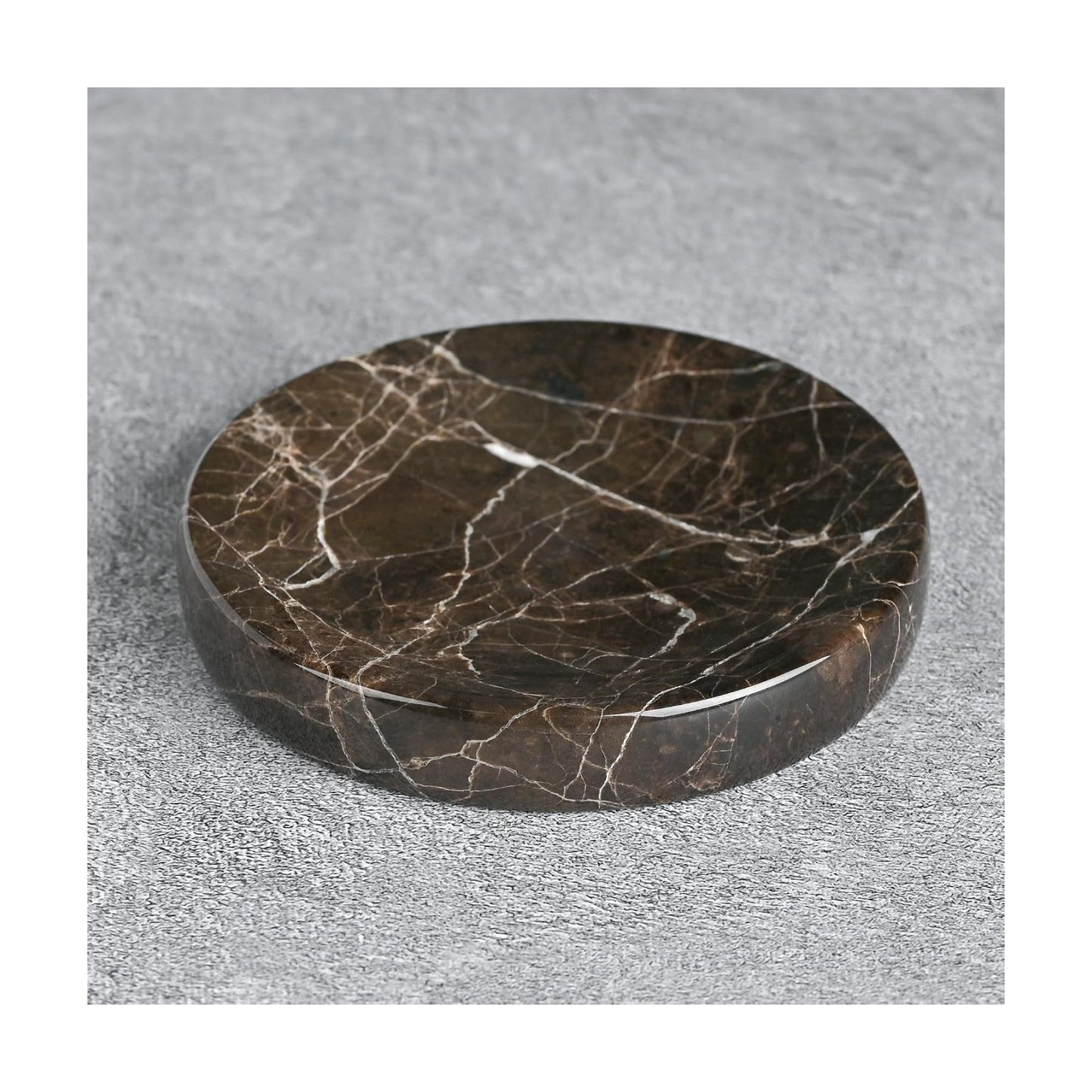 Natural Stone Trinket Tray for Rings Earrings Bracelets / Emperador Dark / Brown