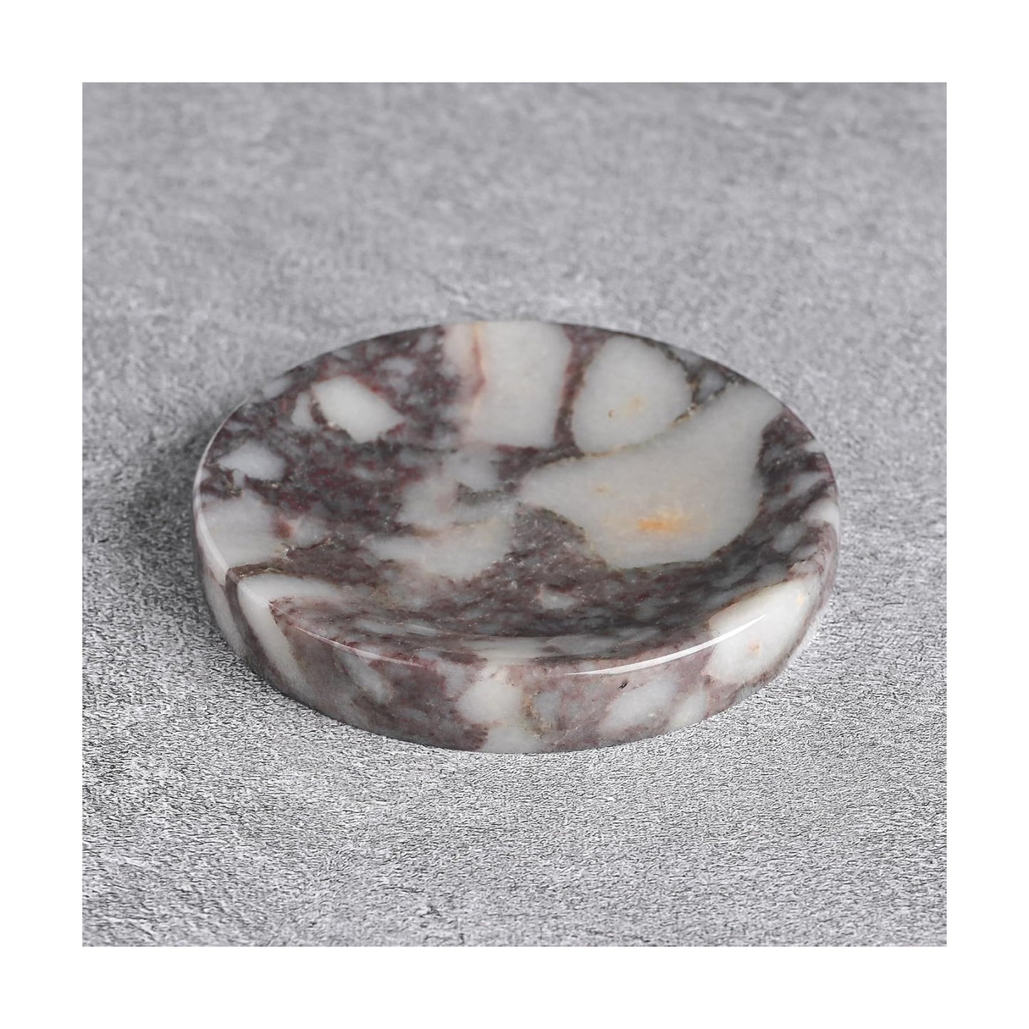 Veined Stone Trinket Tray for Rings Earrings Necklaces / Calacatta Viola / Purple
