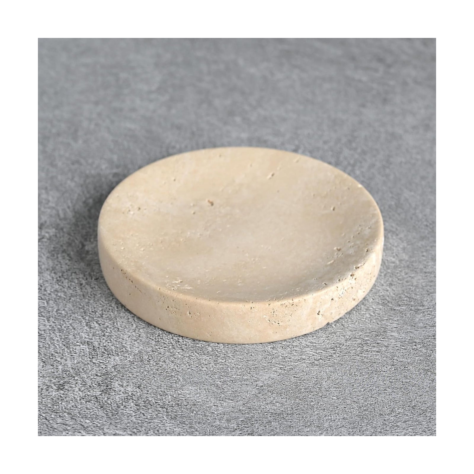 Natural Beige Stone Trinket Tray for Rings Earrings Necklaces / Beige Travertine