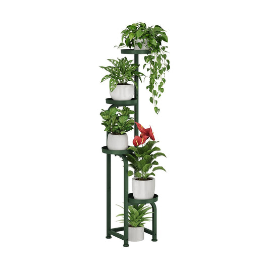 Bamworld Corner Plant Stand Indoor Outdoor Tall Metal Flower Pot Stands | 4 Tier Dark Green Plant Shelf for Multiple