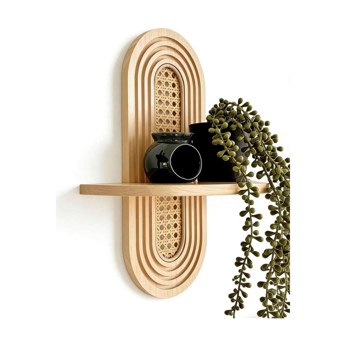 1pc Mid-Century Modern Wall Shelf / Natural